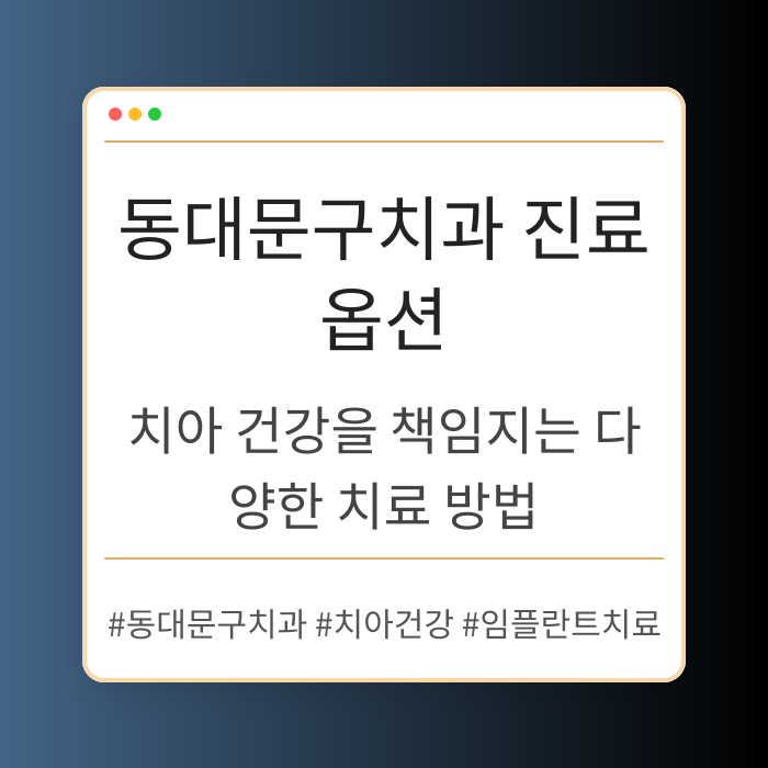동대문구치과의 다양한 진료 옵션 소개